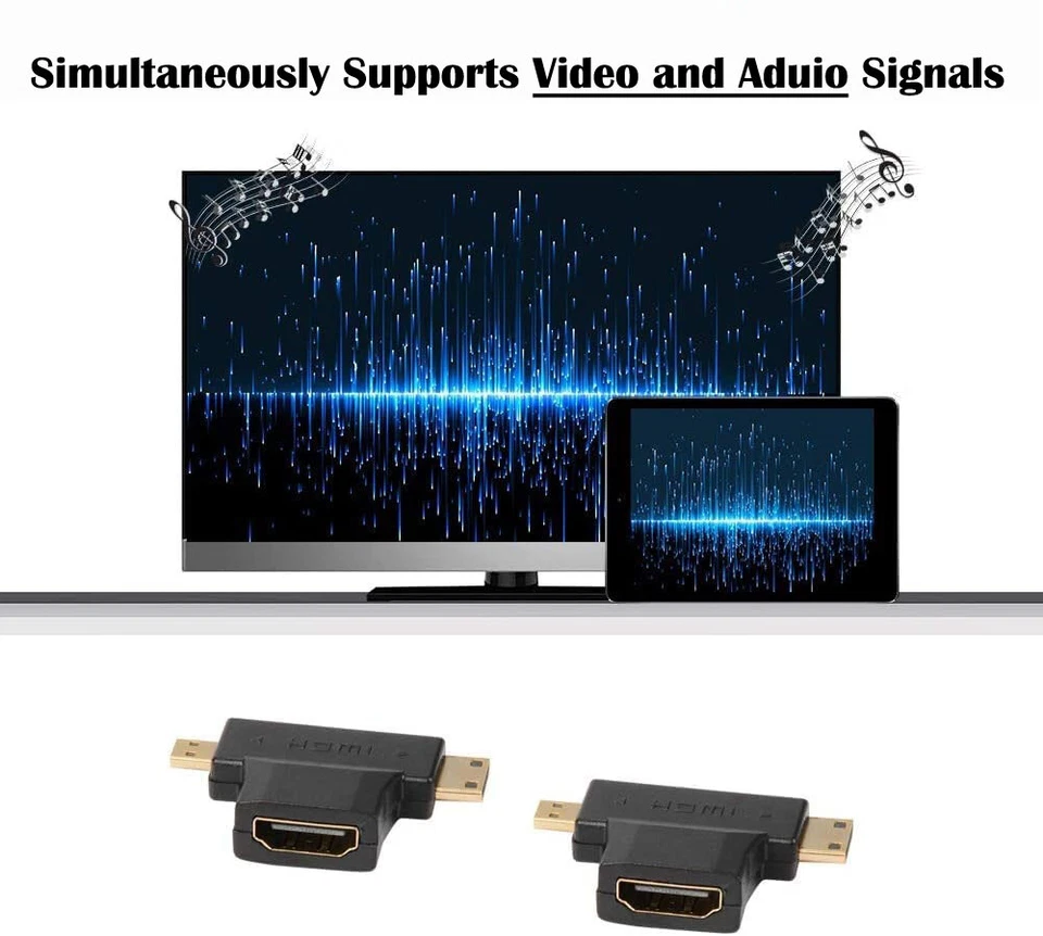3 in 1 HDMI Female to Mini + Micro HDMI Male Adapter Connector Gold Plated HD AU - Image 4 of 4