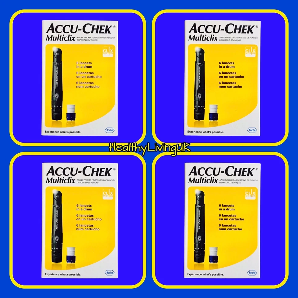 ACCU-CHEK 4 x Accu Chek Multiclix Lanzettengerät + 4 TROMMELLANZETTEN - 4 BOXED SETS