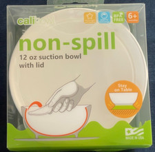 Calibowl Non-Spill Toddler Suction-Base Bowl with Lid, 12-Ounce White/Green