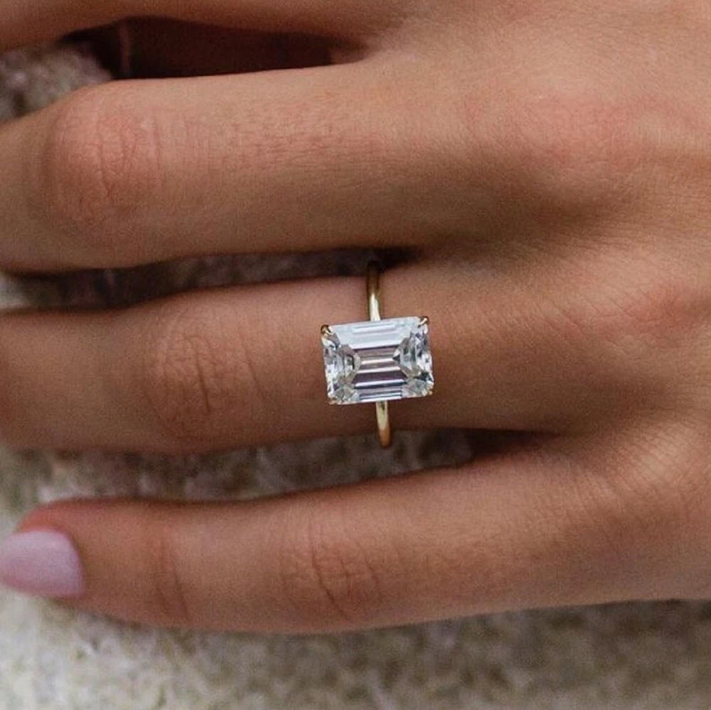9 carat emerald cut shop diamond ring