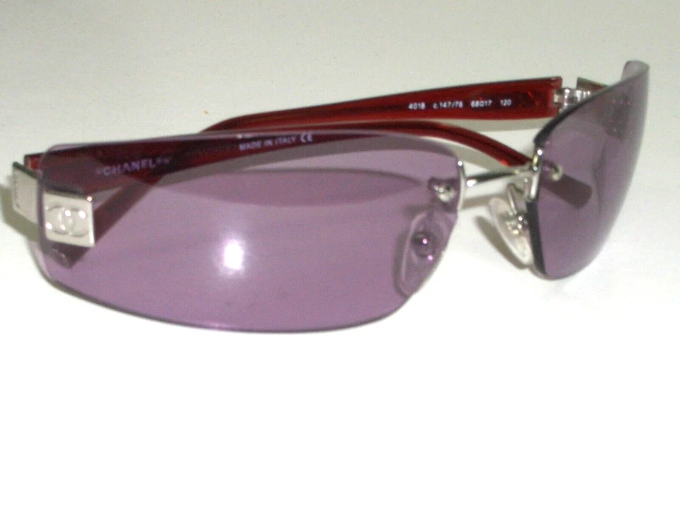 CHANEL ITALY 4018 c.147/76 120 68[]17 VIOLET TONE RIMLESS WRAP SUNGLASSES W/CASE - Image 2 of 4