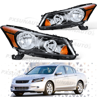 Headlights Headlamps Assembly Pair LH RH Driver Passenger For Honda Accord 08-12