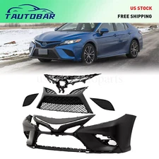 Front Bumper+Upper Lower Grille+Fog Light Cover For Camry SE 2018 2019 2020 5pcs