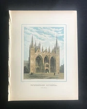 steel engraving 1880 colored Peterborough Cathedral lot of prints 