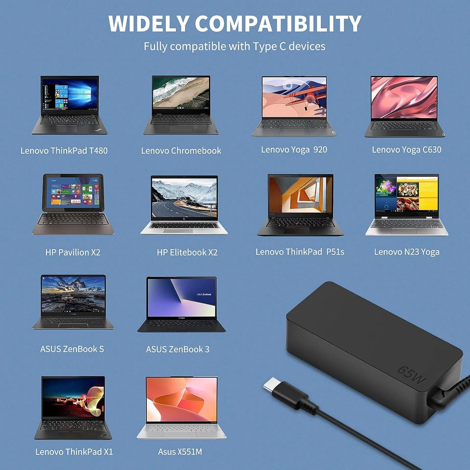 65W USB C Netzteil Ladegerät für Lenovo Thinkpad X1 Carbon Dell HP ASUS ACER - Bild 4 von 4