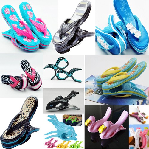 1 Pair Plastic Sun Lounger Beach Towel Wind Large Clip Sunbed Pegs Fun