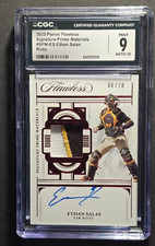 2023 PANINI FLAWLESS ETHAN SALAS RC AUTO PATCH RELIC RUBY 6/20 CGC 9 MINT
