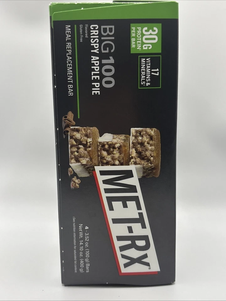 MET-Rx Big 100 Barritas de Proteína Colosales, Reemplazo de Comida de Pastel de Manzana Crujiente Foto 4 de 4