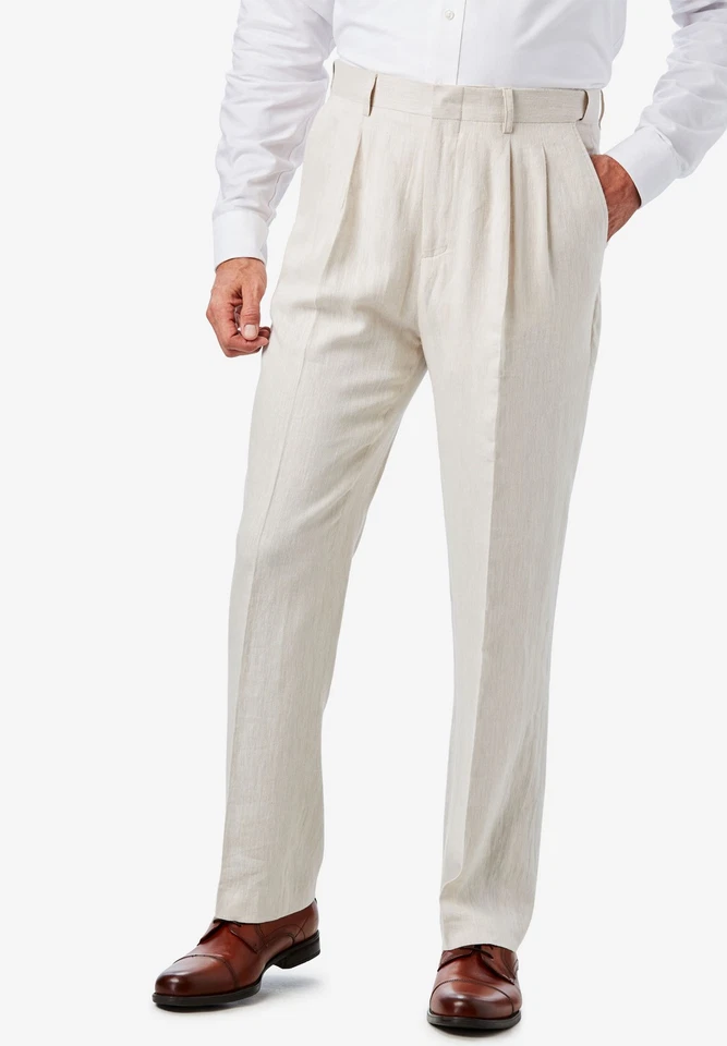 KingSize Men's Big & Tall Linen Blend Plain Front Dress Pants - Image 3 of 4