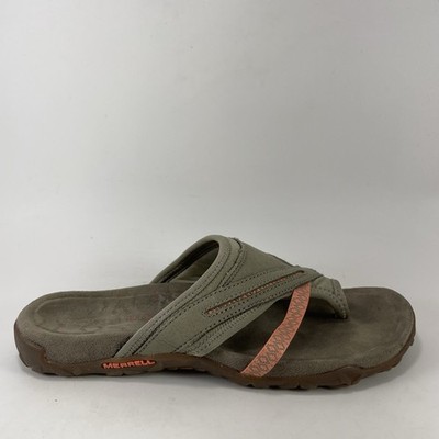 Merrell Terran Weave II Womens Size 7 Putty Gray Orange Toe Loop Hiking Sandals