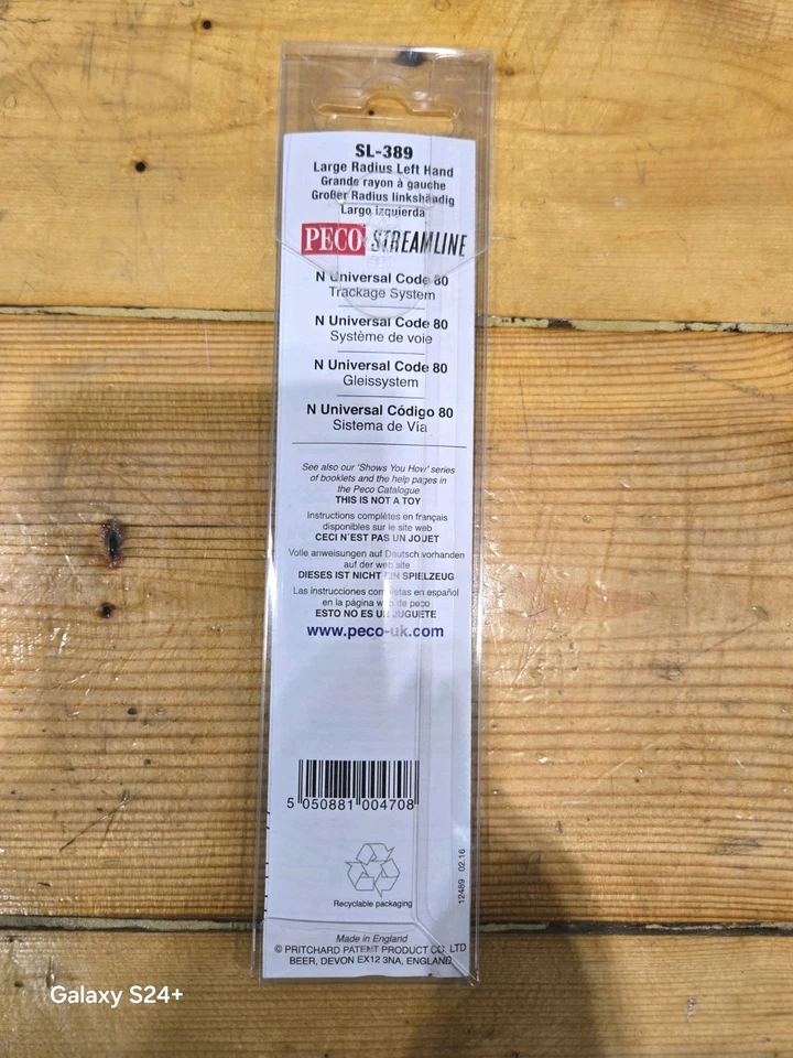 Peco SL-389 N-Scale Code-80 #8 Left-Hand Turnout Large Radius Insulfrog - Image 2 of 2
