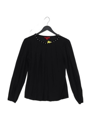Vivienne Tam Damen Bluse S Schwarz 100% Nylon Langarm Rundhals Basic