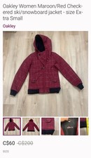 Oakley Women  s Maroon/Checkered ski/snowboard jacket - Small