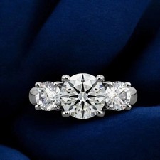4.00Cts. Round Cut Certified White Diamond Ring In 925 Silver - Tariffs Free