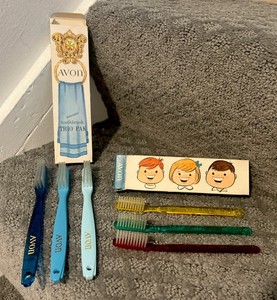 NEW VINTAGE  2- Avon Decorator Toothbrush TRIO PACKS! *AVON* Factory- MINT BOXED