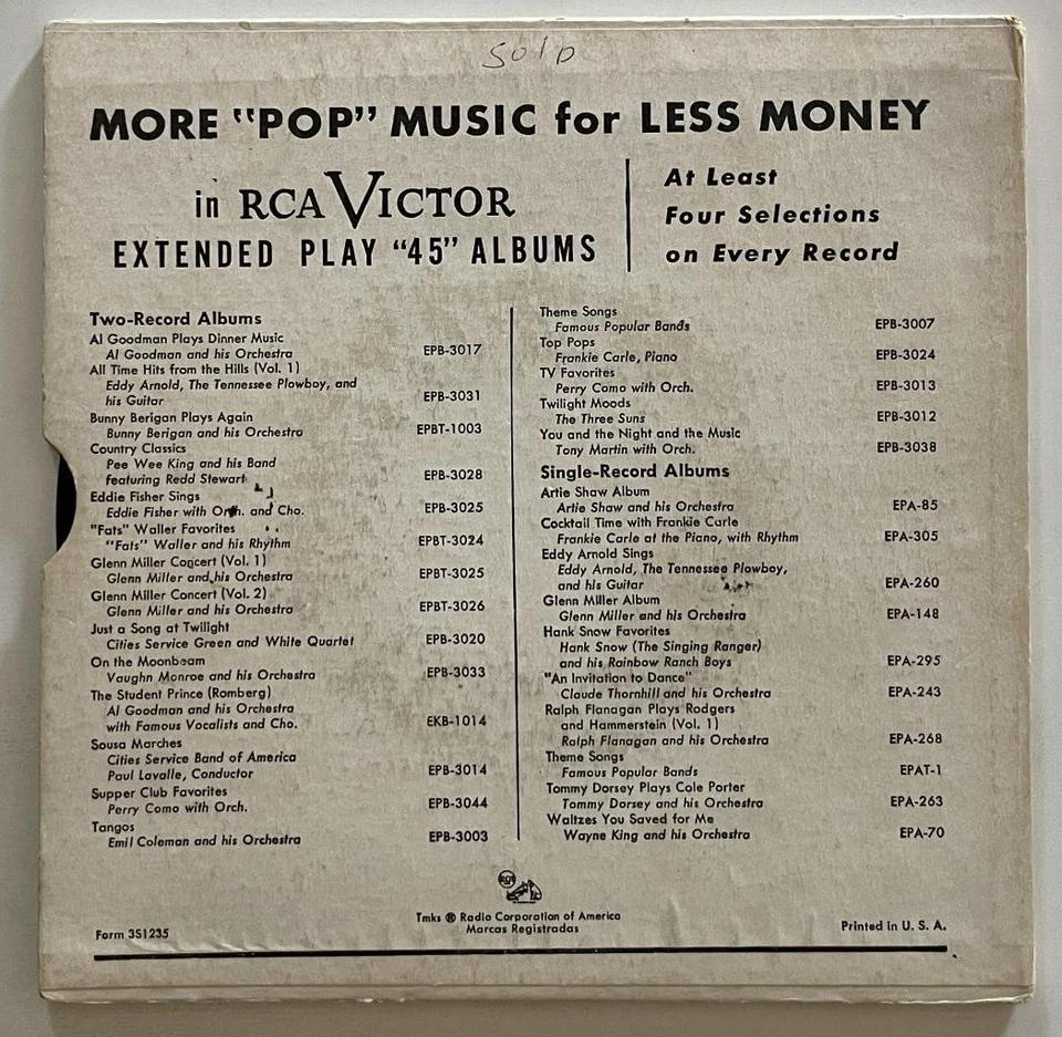 Xavier Cugat Dancetime With Cugat dbl EP 45 rpm PS RCA Victor Latin Jazz vg++ Foto 3 de 4