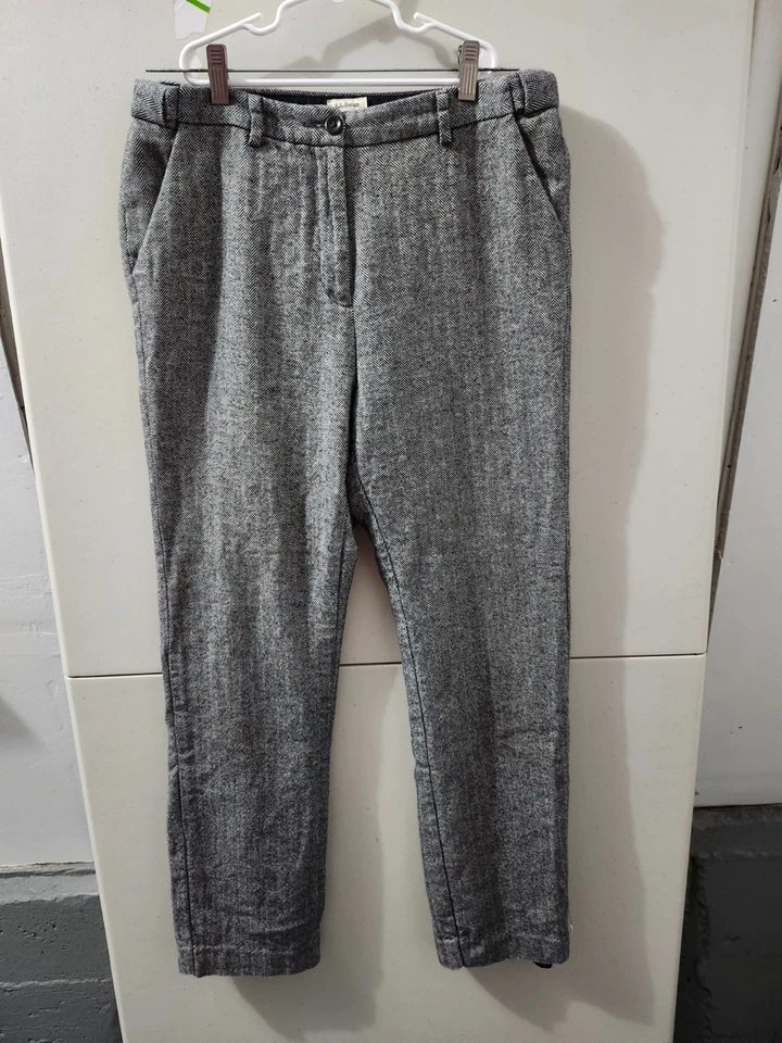 LL Bean Pants Womens 10 Gray Chino Trouser Lined Herringbone Tweed Classic Fit - Image 2 of 4