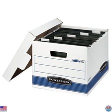 Bankers Box 4 Pack HANG'N'STOR Medium-Duty File Storage Boxes, FastFold, Premium