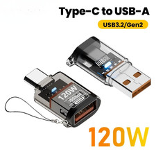 120W Type C to USB A OTG Adapter USB 3.2 Fast Charging Connector Universal Phone