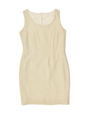 VINTAGE Womens Sleeveless Sheath Dress IT 44 Medium Beige Viscose AY26