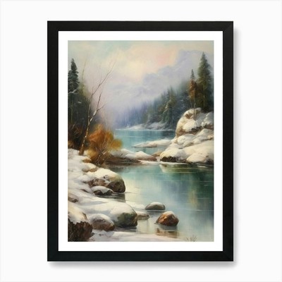 Alte Landschaften, alter Winter Öl gerahmtes Wandbild Poster Leinwanddruck Bild