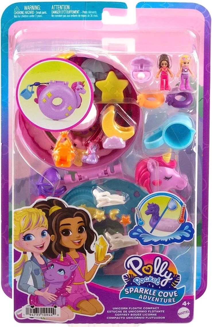 Polly Pocket Sparkle Cove Adventure Unicorn Floatie Compact Playset *BRAND NEW*