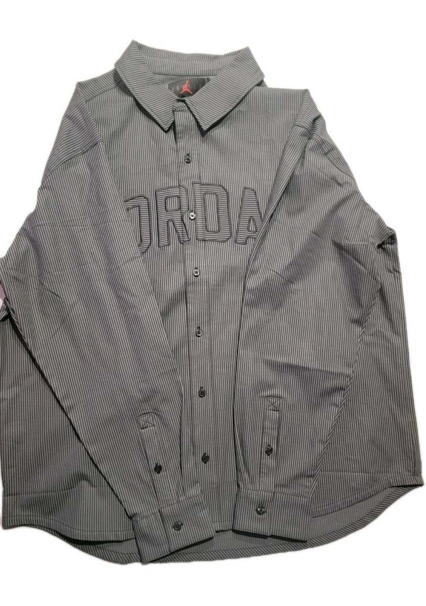 JORDAN FLIGHT OXFORD LONG-SLEEVE TOP BLACK IRON GRAY MEN'S SZ XL