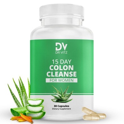 15 Day Colon Cleanse for Women   Natural Detox Pills with Herbs, Fiber & Prob...