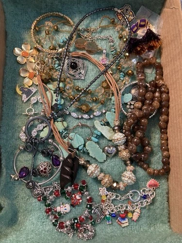 Stone Crystal Quartz Costume Fashion Jewelry Lot Turquoise Hearts Vintage -Now