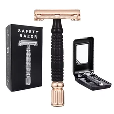 Share LONG HANDLE DOUBLE EDGE BUTTERFLY OPENING SAFETY RAZOR FOR MEN + 5 SHAVING