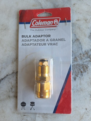 #ad COLEMAN BULK ADAPTOR CONNECTS COLEMAN HOSE TO BULK TANK NEW IN ORIGINAL PACKING $15.00