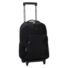 Luggage Rolling Backpack With Double Wheels Shoulder Straps Pocket Organizer 17l