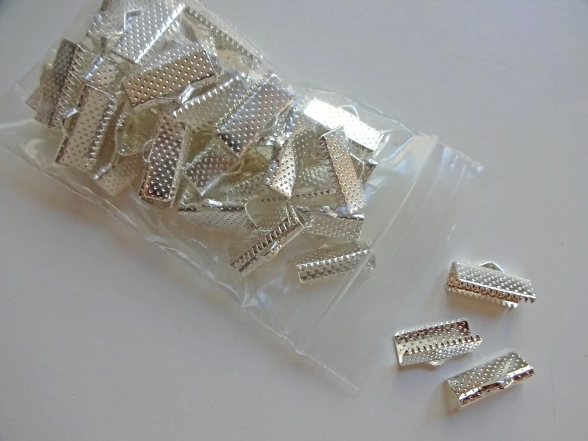 50 Abschlussklemmen Für Bänder 1,5 Mm, Silberfarben. Endteile, Endkappen, Clips