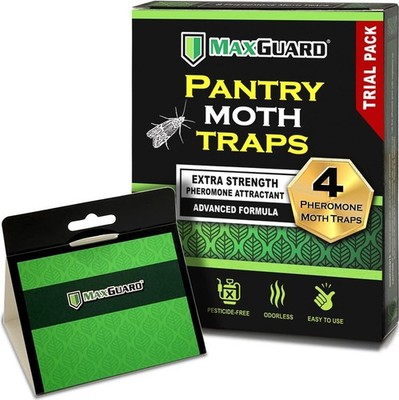 MaxGuard Pantry Moth Traps (4 Trial Pack) Extra Strength 4 Pack, Green