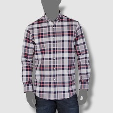 Nwt 97 Club Room Mens Blue Pink Check Stretch Long-Sleeve Button Dress Shirt XL