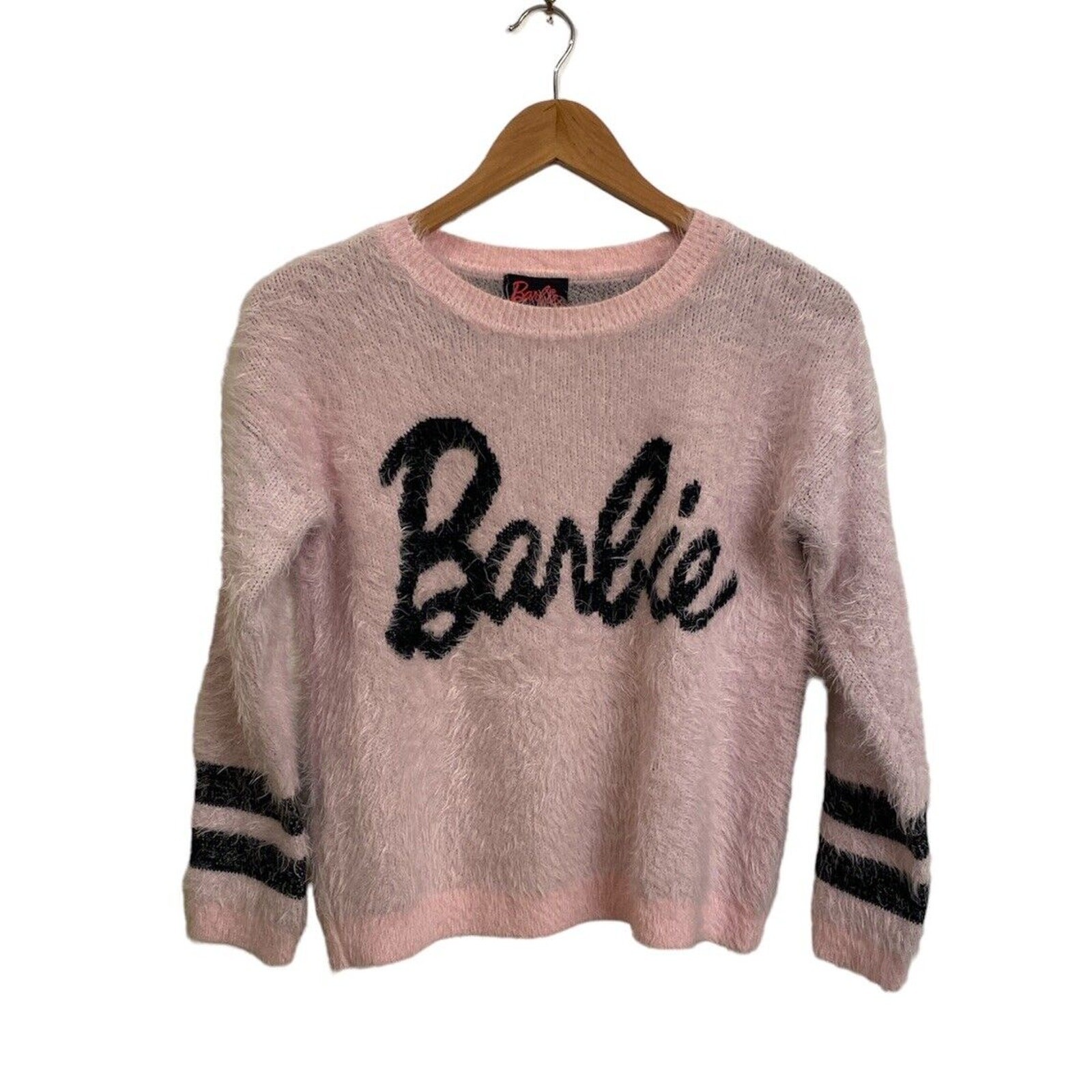 Barbie x Forever 21 Baby Pink Fuzzy Eyelash Sweater Size Small