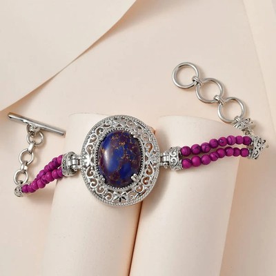 Karis Mojave Purple Turquoise Toggle Clasp Bracelet in Plati Bond & Stainless ST