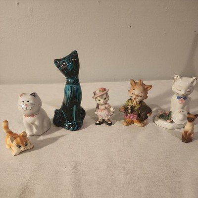 VTG Bc China Porcelain White Persian Cat Figurines Kitty Lot Of 7