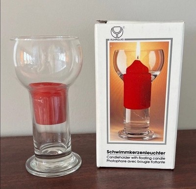 Vintage 70s Germany Ruhrglas Glass Candle Holder for Floating Candles