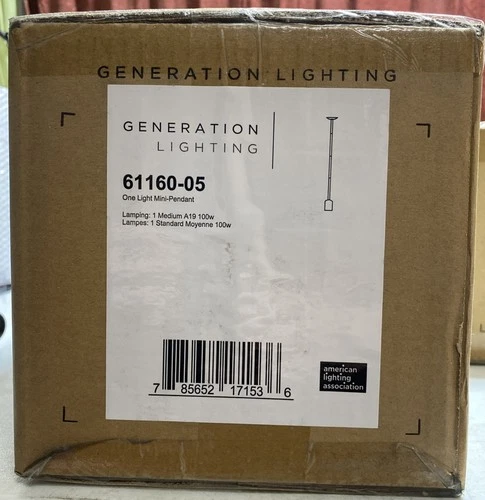 Sea Gull Lighting 61160-05 Oslo One-Light Mini Pendant Chrome NEW FACTORY SEALED - Picture 2 of 3