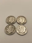 1951 D, 1952 D, 1953 D, 1954 D Roosevelt Silver Dimes Lot of 4 Circulated