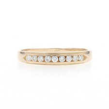 Yellow Gold Diamond Men's Wedding Band - 14k Rd .24ctw Channel Set Milgrain Ring