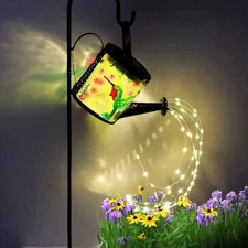 Solar Watering Can with Lights - Hummingbird Solar Lantern Waterproof Glass a...