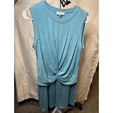 242 Calvin Klein Womens Twist Front Sleeveless Jersey Dress Light Blue Size 6