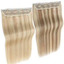 One Piece Clip In Highlight Remy Human Hair Extensions 3/4 Full Head Hairpiece