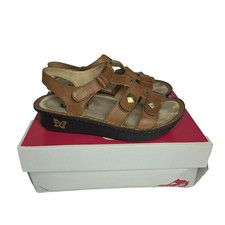 Alegria Clogs Sandals Womens Sz 6 KLE-647 Leather Cognac Burnish Cottagecore