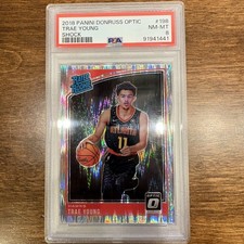 Trae Young - 2018 Optic Shock Refractor NBA - RC Rookie Basketball Card PSA 8. rookie card picture