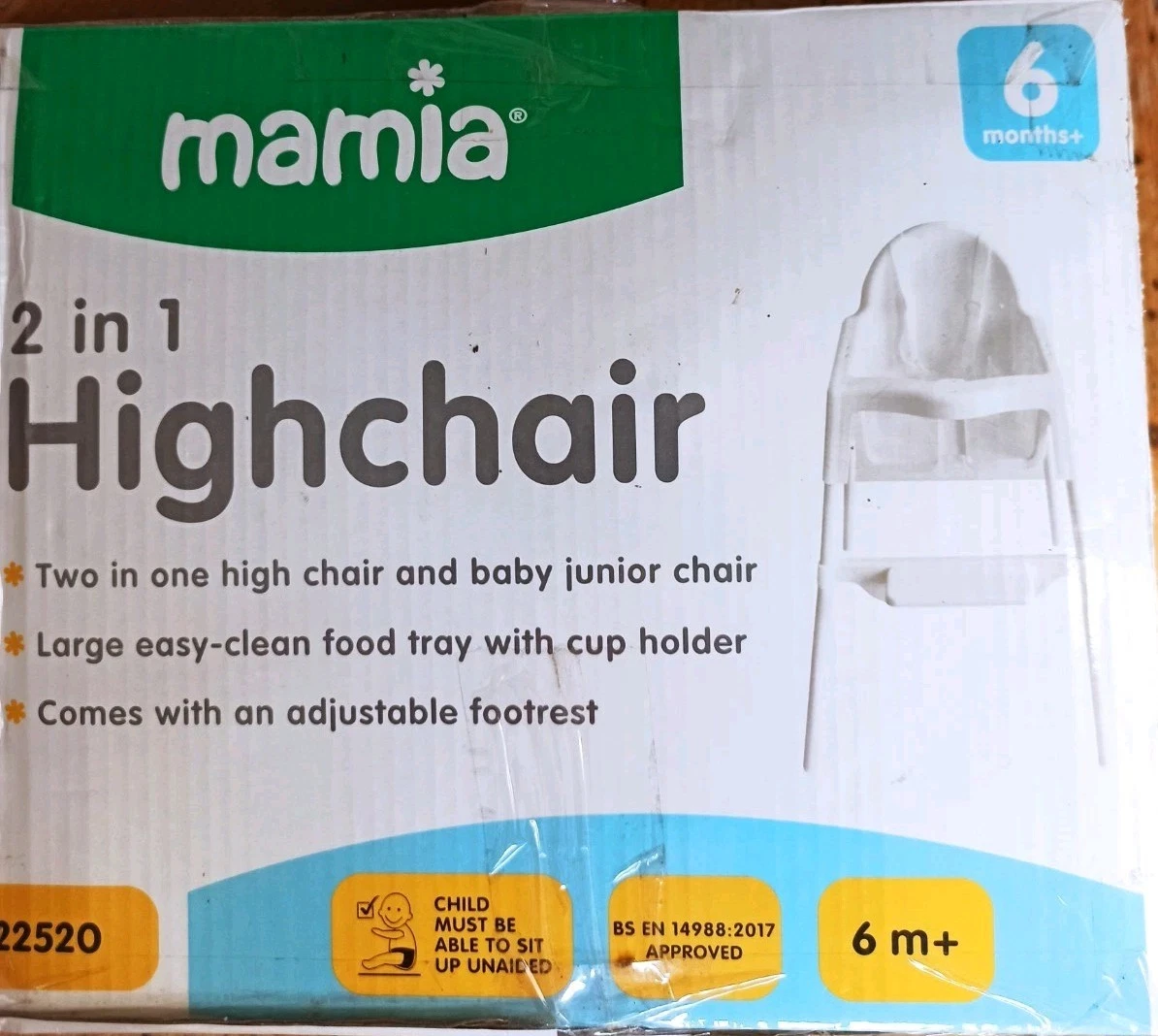 Mamis 2 in 1 HighChair Safety Harnes,Restraint Bar & Height Adjustment 6 M+
