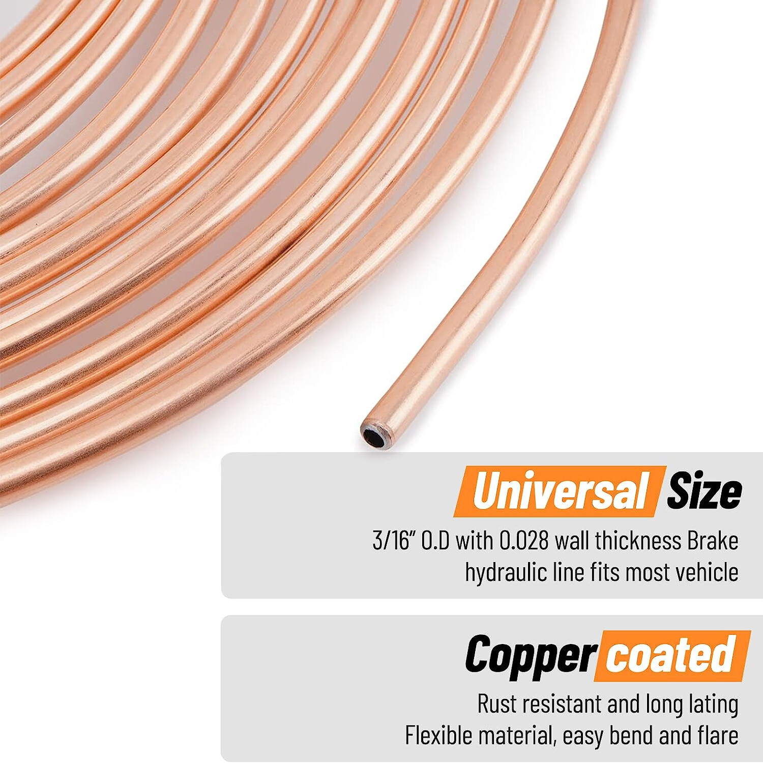 Kit 25FT 3/16 Copper Pipe Flaring Tool w/20 Nuts Fittings Brake Line