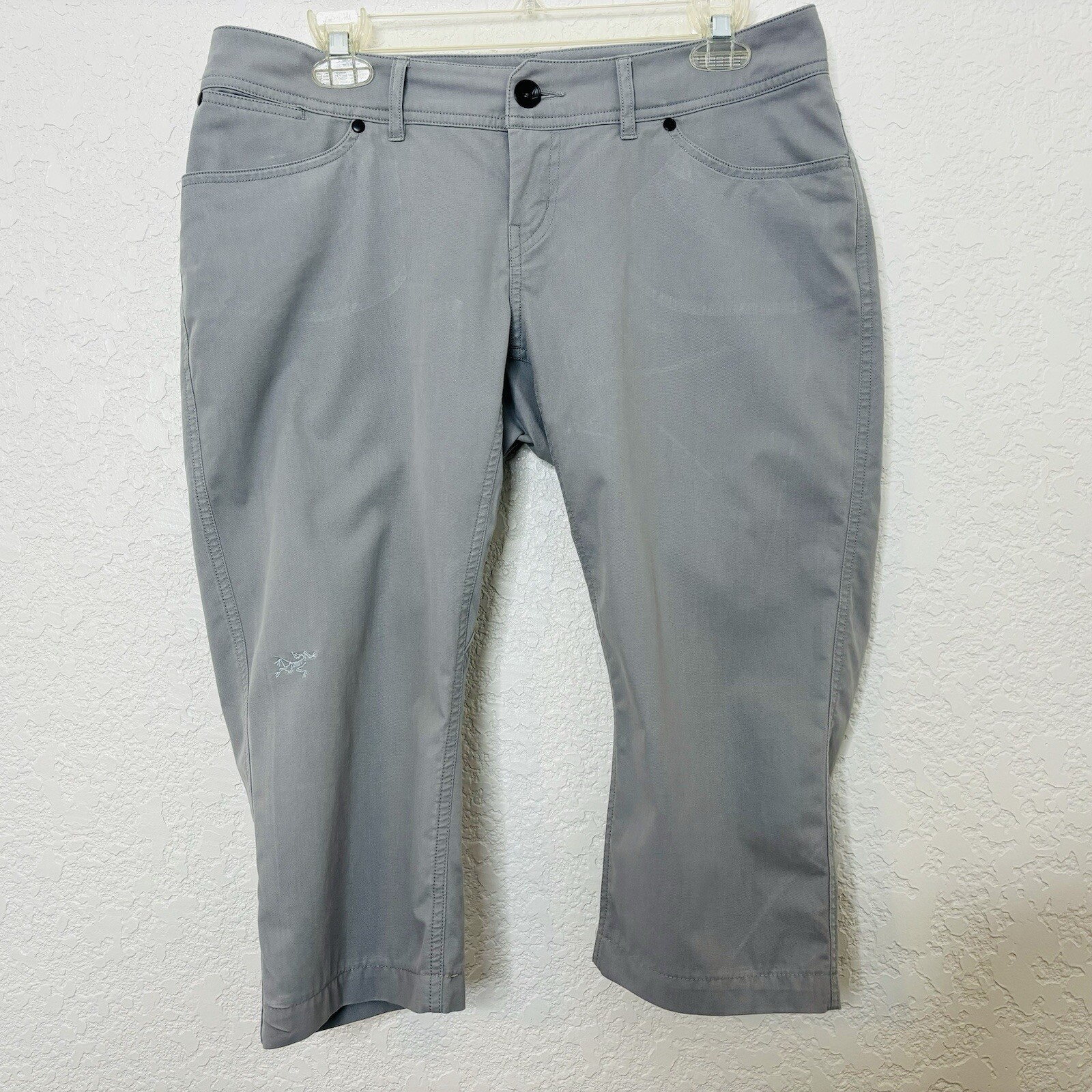 Pantaloni ARC'TERYX taglia 10 tagliati Capri escursionismo campeggio all'aperto tasche cotone nylon